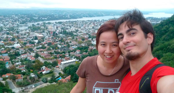 My wife and I. We met through CouchSurfing
